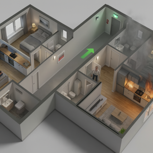 Evacuation plans in residential buildings